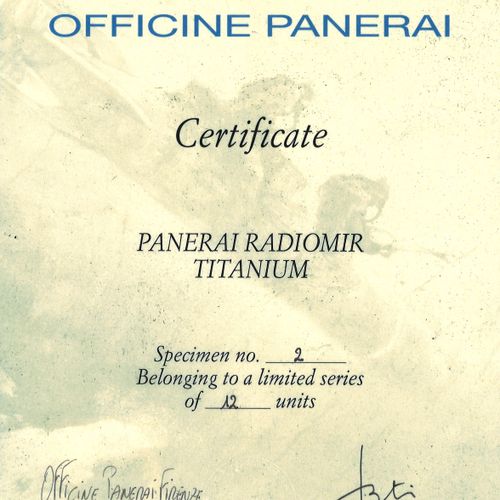 Null PANERAI 
Radiomir Titanium PAM 349, ref. OP6738, n° BB1308719
Vers 2010



&hellip;