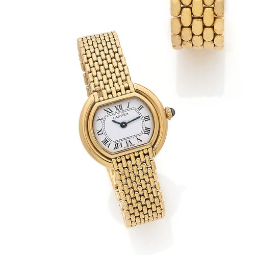 Null CARTIER 
Vendôme
Vers 1980



Montre bracelet de dame en or jaune 18k (750)&hellip;