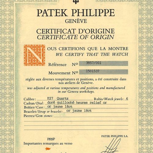 Null PATEK PHILIPPE 
Ellipse, ref. 3857/001, n° 1501537
Vers 1975



Montre brac&hellip;