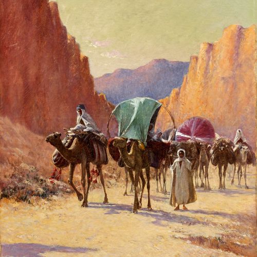 Null Alexis Auguste DELAHOGUE 1867-1950
La caravane
Huile sur toile
Signée en ba&hellip;