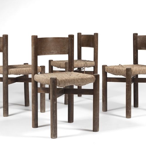 Null Charlotte PERRIAND 1903-1999
Suite de quatre chaises « Méribel » - le modèl&hellip;