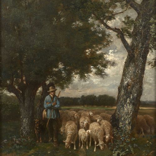 Null Charles-Emile JACQUE Paris, 1813 - 1894
Bergers et ses moutons à Barbizon
H&hellip;