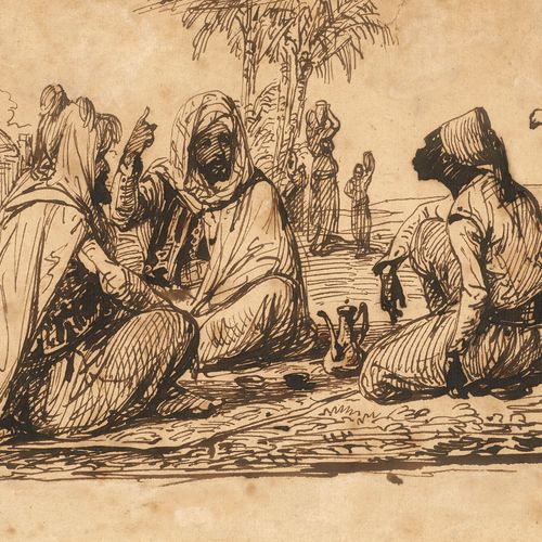 Null Horace VERNET Paris, 1789 - 1863
Conversation à l'oasis
Plume et encre brun&hellip;