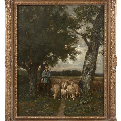 Null Charles-Emile JACQUE Paris, 1813 - 1894
Bergers et ses moutons à Barbizon
H&hellip;