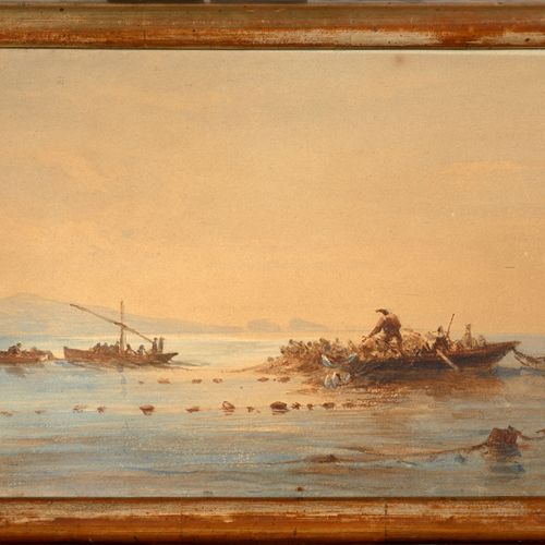 Null Attribué à Félix ZIEM Beaune, 1821 - Paris, 1911
Scène de pêche par temps c&hellip;