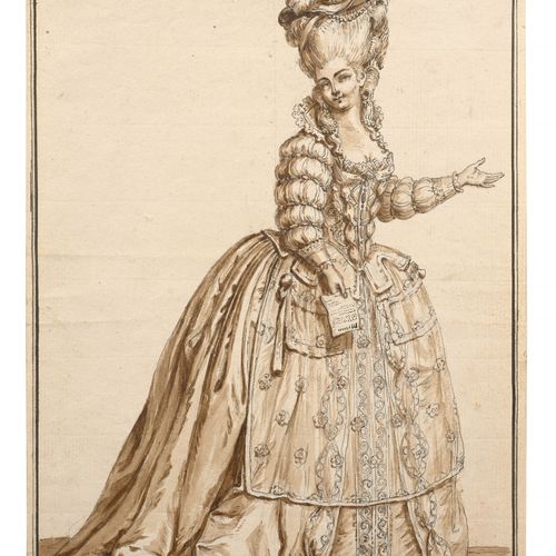 Null Claude-Louis DESRAIS Paris, 1746 - 1816
Projet de costume pour Erosine dans&hellip;