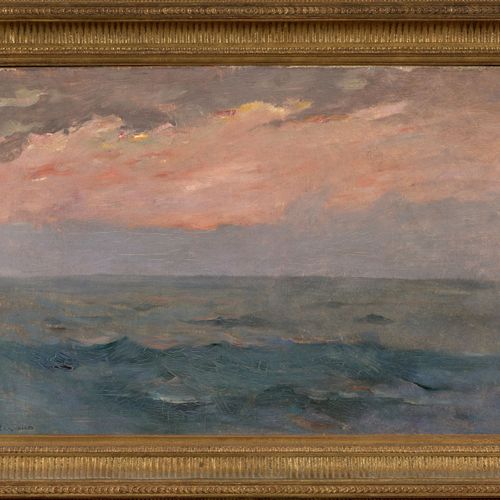 Null Joseph-Edouard STEVENS Bruxelles, 1819 - 1892
Mer agitée sous un ciel rouge&hellip;