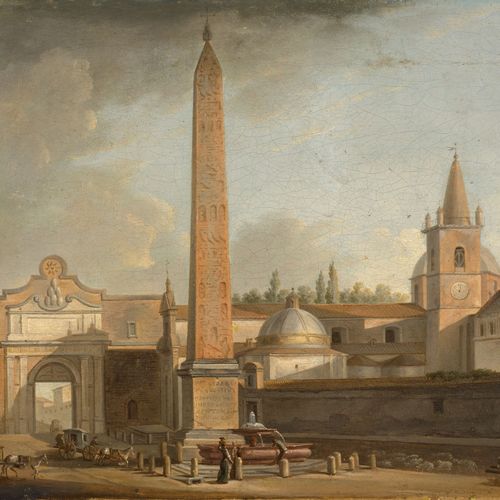 Null Ecole romaine vers 1800 
Vue de la Piazza del Popolo avec Santa Maria del P&hellip;