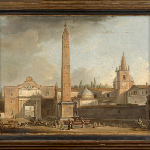 Null Ecole romaine vers 1800 
Vue de la Piazza del Popolo avec Santa Maria del P&hellip;