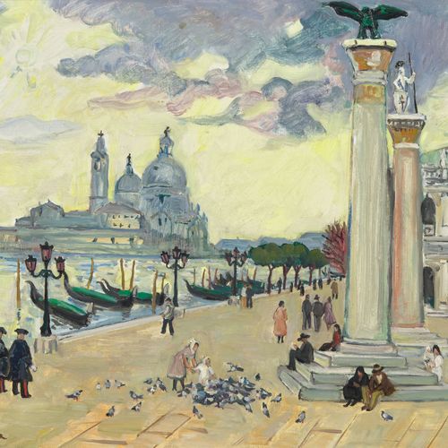 Null 伊夫-布莱耶 1907- 1990
威尼斯广场上的下午 - 1983年
布面油画
左下角有签名 "YVES BRAYER"，背面有标题 "APRES &hellip;