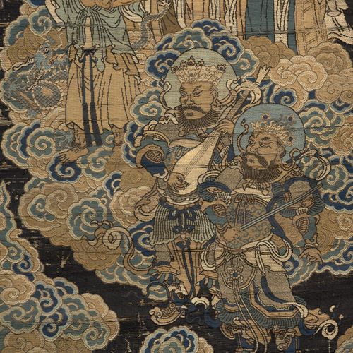 Null RARE SILK BROCADE TENTURE REPRESENTING THE BUDDHIC PARADISE, China, Qing dy&hellip;