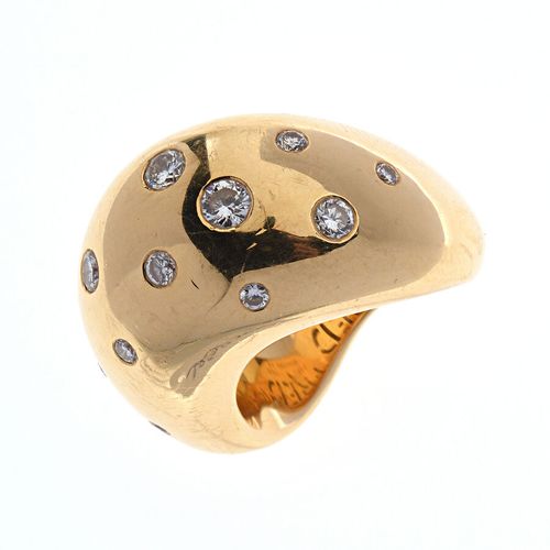 FRED - BAGUE modèle "Mouvementée" XL en or jaune 750/°° sertie de douze diamants&hellip;
