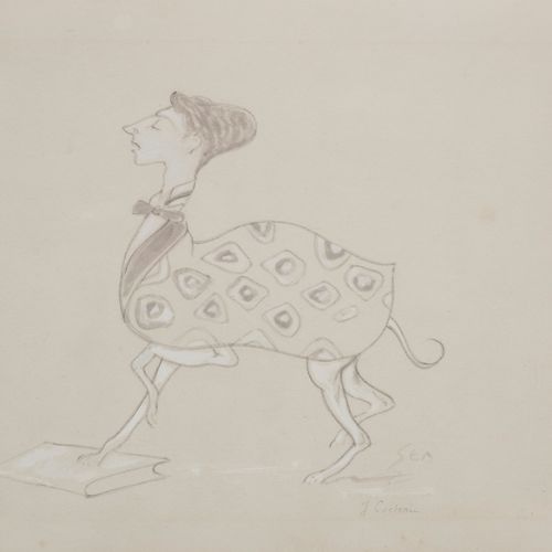 SEM (1863-1934) Portrait-charge de Jean Cocteau signé feutre, crayon et gouache &hellip;