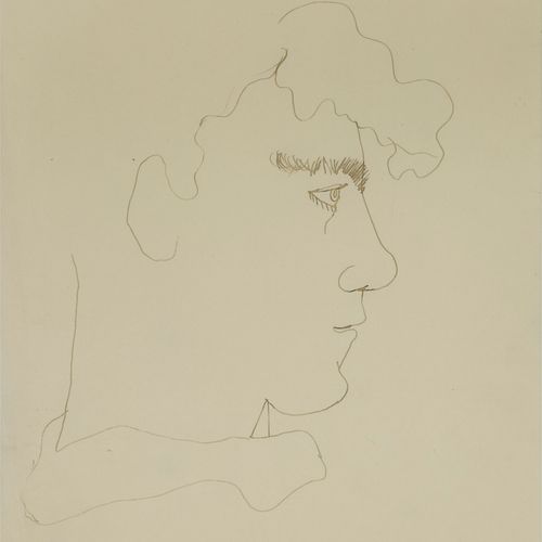 Jean COCTEAU (1889-1963) Portrait d'Yvon Belaval cachet de l'atelier encre de Ch&hellip;