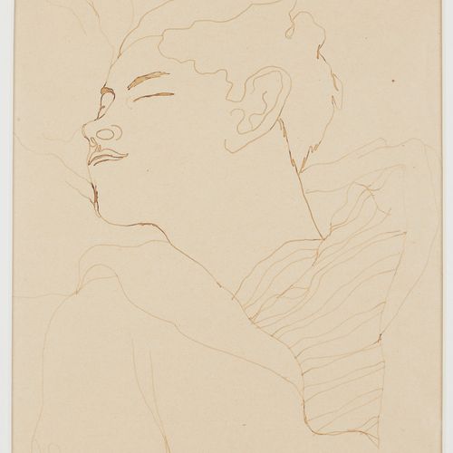 Jean COCTEAU (1889-1963) Portrait de Jean Desbordes endormi,1929 encre de Chine &hellip;