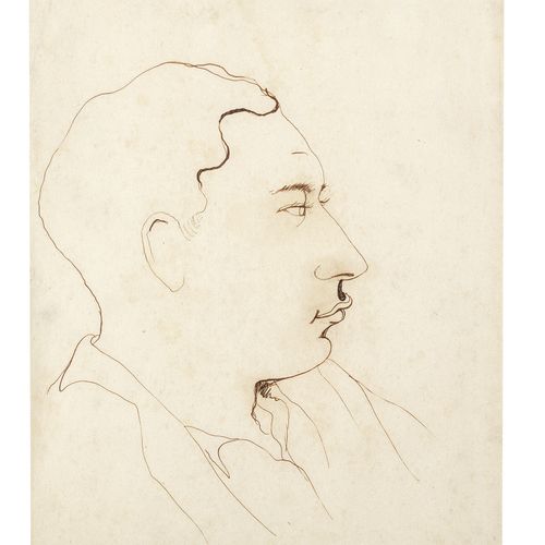 Jean COCTEAU (1889-1963) * Portrait d'un homme en profil crayon et encre brune s&hellip;