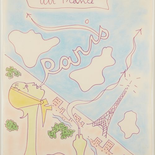 Jean COCTEAU (1889-1963) * Projet d'affiche pour Air France signé marker et past&hellip;
