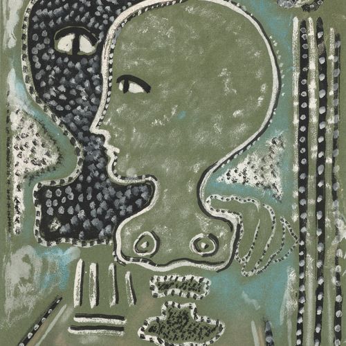 Jean COCTEAU (1889-1963) Bustes d'Orphée et Eurydice signé gouache et pastel sur&hellip;