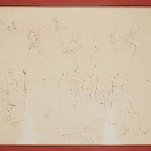 Jean COCTEAU (1889-1963) La baie des Anges; étude pour la décoration de la Chape&hellip;