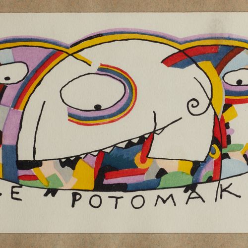 Jean COCTEAU (1889-1963) Le Potomak pochoir collé sur une enveloppe
17 x 23cm (6&hellip;