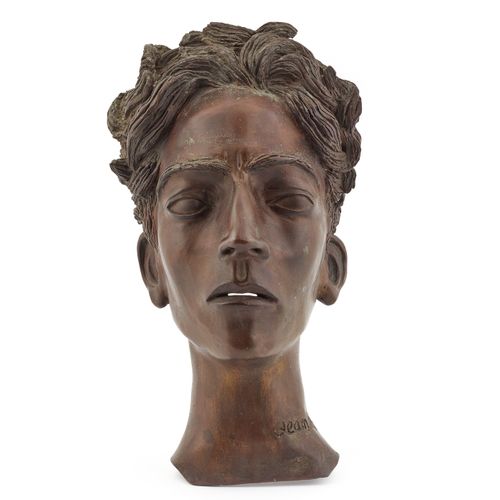 Jean MARAIS (1913-1998) Buste d'applique de Jean Cocteau signé bronze, patine mé&hellip;