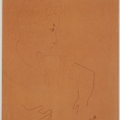 Jean COCTEAU (1889-1963) Portrait de Jean Desbordes signé encre de Chine sur pap&hellip;