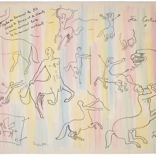 Jean COCTEAU (1889-1963) Centaures signé et numéroté 15/50 lithographie rehaussé&hellip;