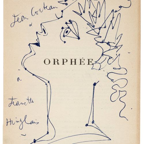Jean COCTEAU (1889-1963) Profil d'Orphée aux lauriers signé, daté 1957 et dédica&hellip;