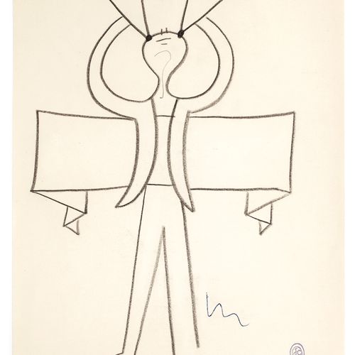 Jean COCTEAU (1889-1963) Monsieur Cinéma cachet de l'atelier crayon gras et styl&hellip;