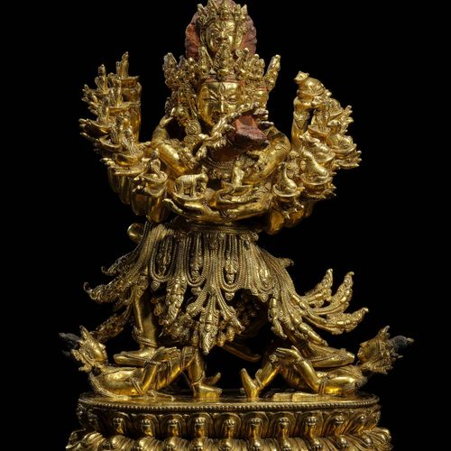 STATUETTE DE KAPALADHARA HEVAJRA EN ALLIAGE DE CUIVRE DORÉ DYNASTIE MING, XVE SI&hellip;