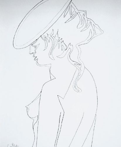COCTEAU Jean (1889-1963) Euridice en buste de trois-quarts Lithographie en noir &hellip;