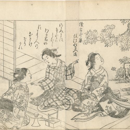 SUKENOBU, NISHIKAWA, 1671-1751 2 Hanshi-bon. Ehon Chiomi-gusa - Scènes de la vie&hellip;