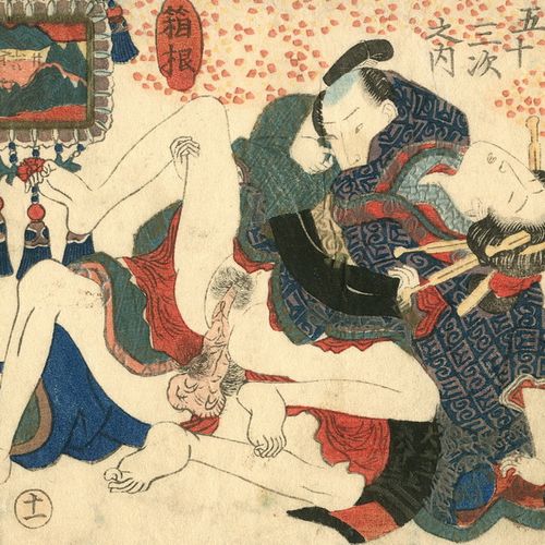 EISEN, KEISAI - zugeschrieben, 1790-1848 Shunga. 9,4:12,5cm. Gojusantsugi no Uch&hellip;