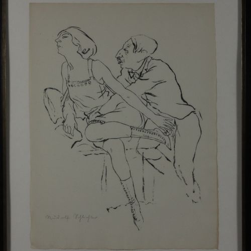SCHLICHTER, RUDOLF, 1890 Calw - 1955 München 爱的对话。石版画，1923年。34:26cm。手工制作的纸张，尺寸为4&hellip;