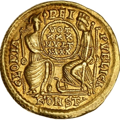Null CONSTANCE II (324-361) Solidus. Arles (355-360). 4,52 g. Son buste casqué, &hellip;