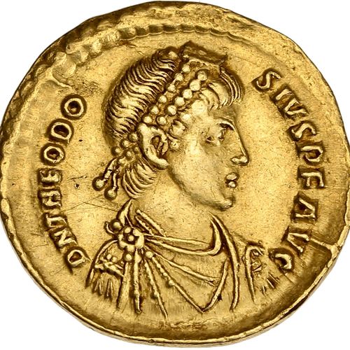 Null THEODOSE Ier (379-395) Solidus. Constantinople. 4,42 g. Son buste diadémé à&hellip;
