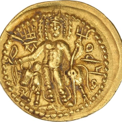 Null VASU DEVA Ier (191-230) Statère d or. 7,95 g. Le roi debout à gauche tenant&hellip;