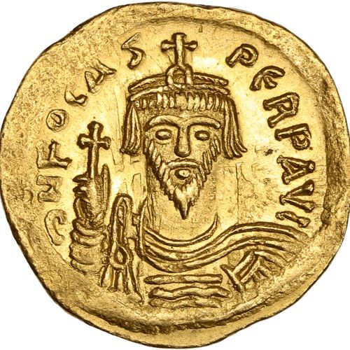 Null PHOCAS (602-610) Solidus. Constantinople. 4,41 g. Son buste couronné, drapé&hellip;