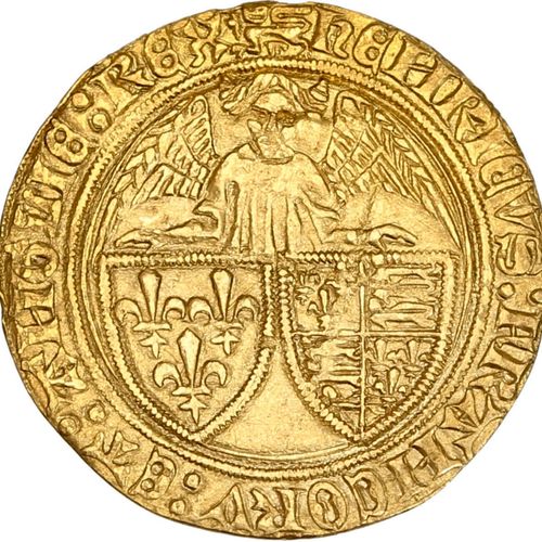 Null HENRI VI (1422-1453) Angelot d or (24 mai 1327). Rouen. 2,10 g. L archange &hellip;