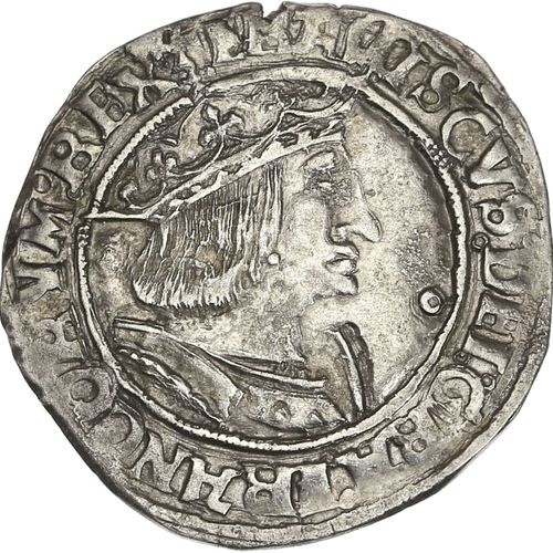 Null FRANCOIS Ier (1515-1547) Demi teston, 12e type. Lyon. 4,66 g. Buste du roi &hellip;