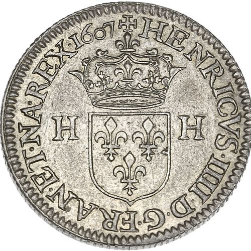 Null HENRI IV (1589-1610) Piéfort du douzain. 1607. Paris. Billon. 10,30 g. Ecu &hellip;