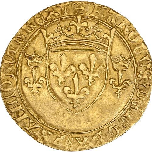 Null CHARLES VII (1422-1461) Ecu neuf (2e émission, 12 août 1445). Tours (Point &hellip;