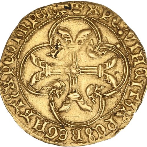 Null CHARLES VII (1422-1461) Ecu neuf (2e émission, 12 août 1445). Montpellier (&hellip;
