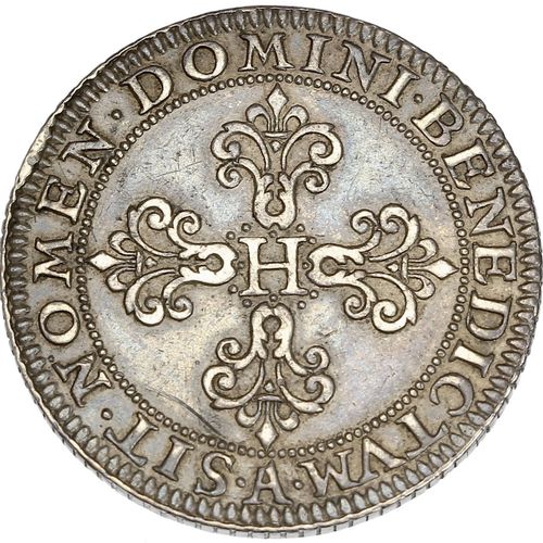 Null HENRI IV (1589-1610) Piéfort du demi franc. 1607. Paris, moulin du Louvre. &hellip;