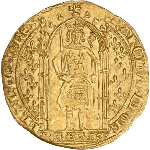 Null CHARLES V (1364-1380) Franc à pied (20 avril 1365). 3,79 g. Le roi couronné&hellip;