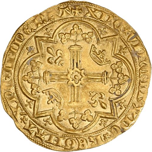 Null CHARLES V (1364-1380) Franc à pied (20 avril 1365). 3,79 g. Le roi couronné&hellip;