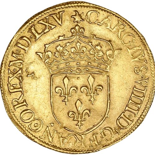 Null CHARLES IX (1560-1574) Ecu d or au soleil. 1565. Paris. 3,32 g. Ecu de Fran&hellip;