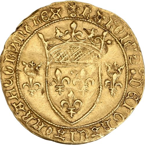 Null CHARLES VII (1422-1461) Ecu neuf (2e émission, 12 août 1445). Montpellier (&hellip;