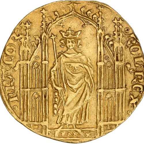 Null CHARLES IV (1322-1328) Royal d or (16 février 1326). 4,21 g. Le roi debout &hellip;