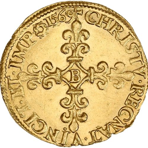 Null CHARLES IX (1560-1574) Ecu d or au soleil. 1569. Rouen. 3,38 g. Ecu de Fran&hellip;